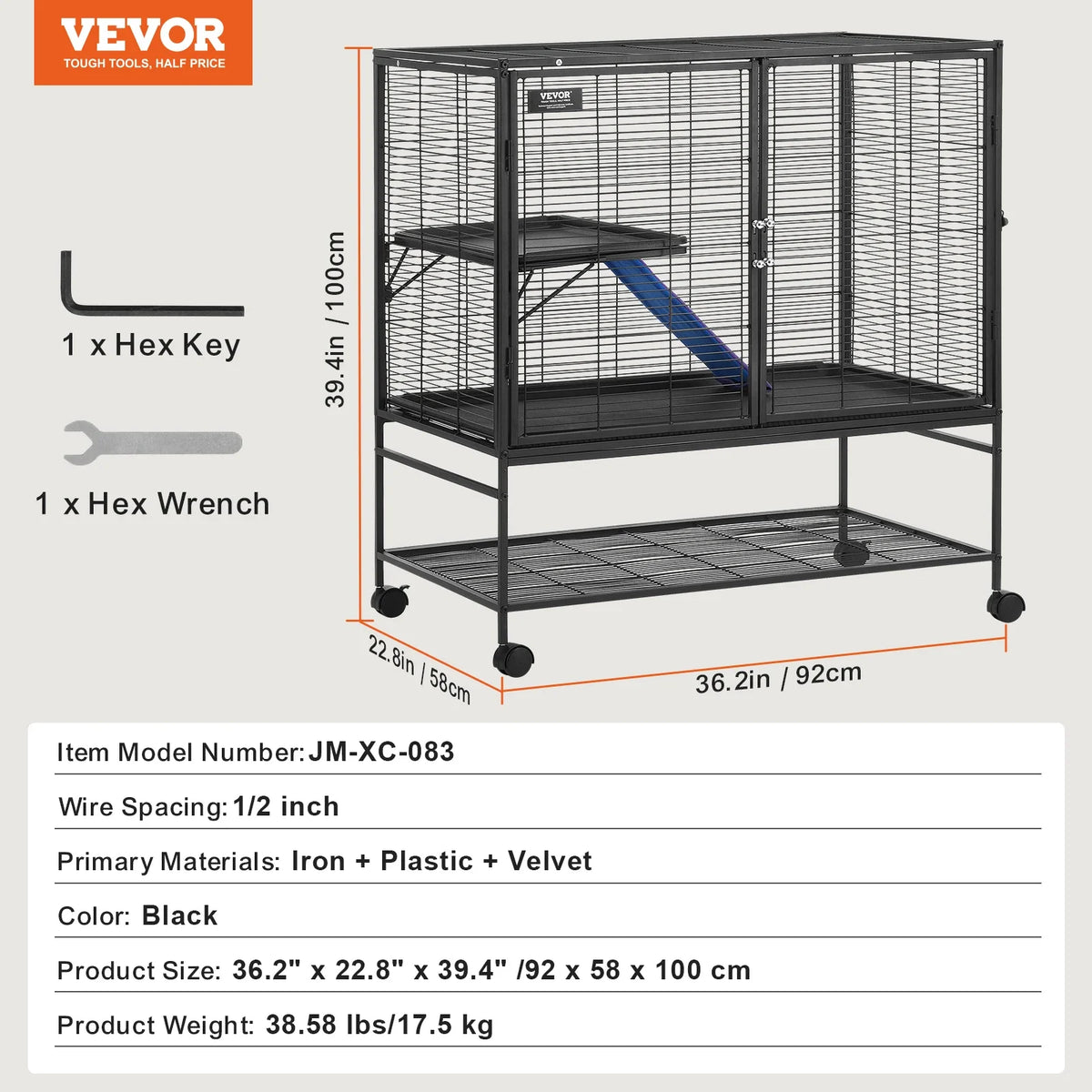 SucceBuy 64.6" Rolling Metal Ferret Cage - MyPetDollar.com