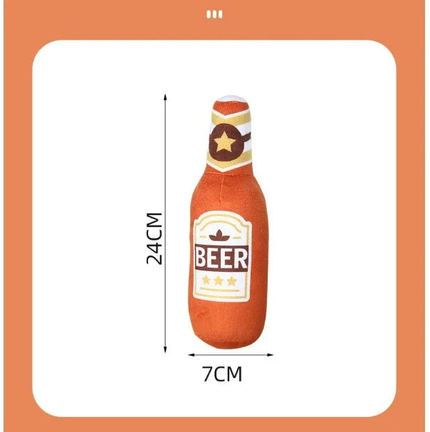 Funny Plush Dog Toys Beer Bottle Shaped - MyPetDollar.com