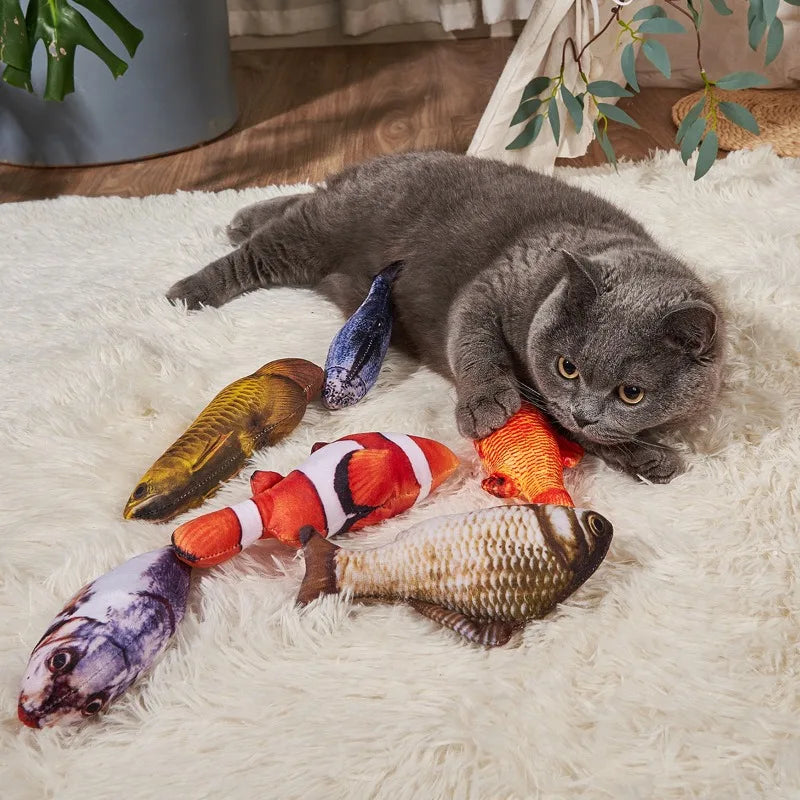 Simulation Goldfish Cat Toys Pets Teeth Chew Fish Doll Stuffed (6 colors)