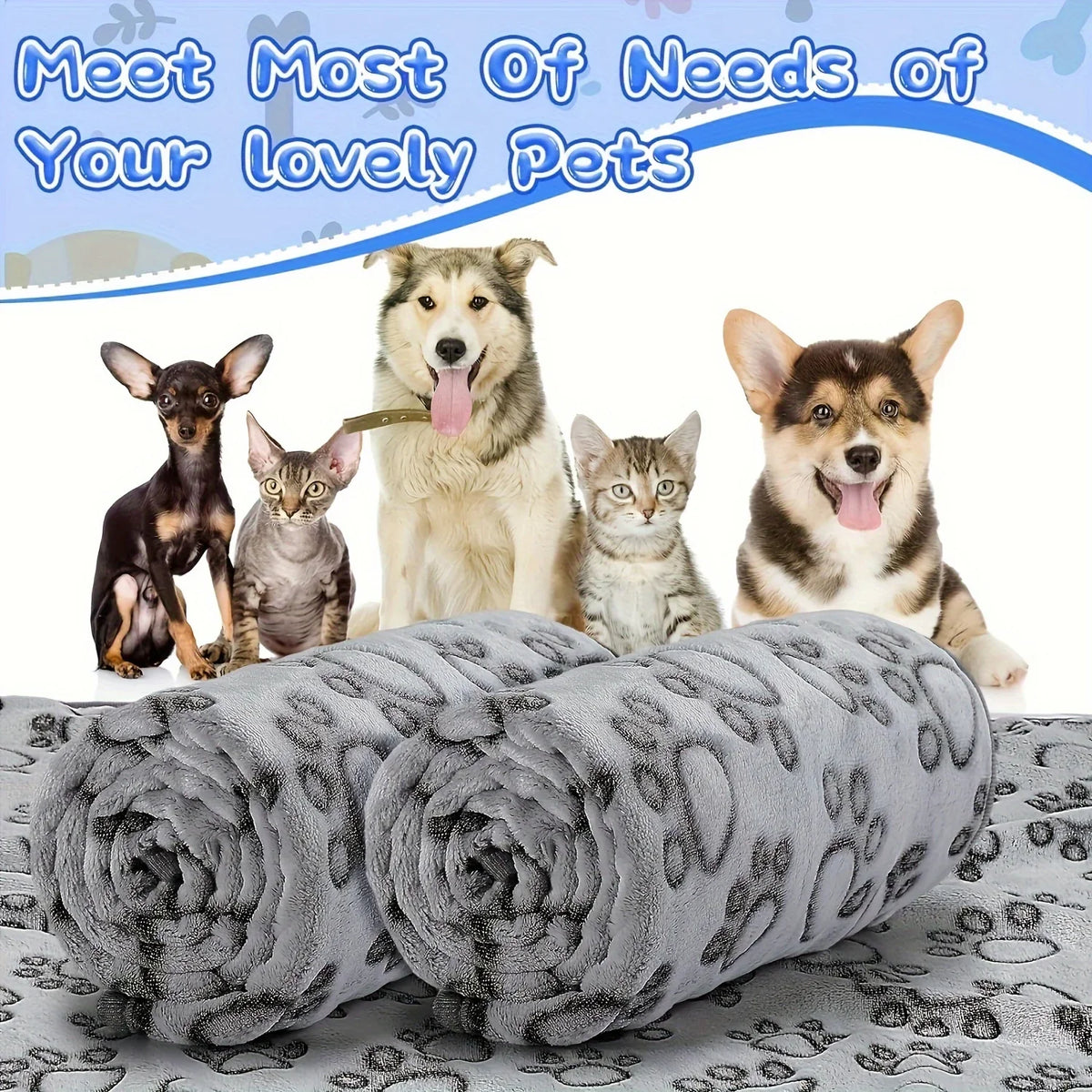 Soft Fluffy Pet Blanket Cute Cartoon Print - MyPetDollar.com
