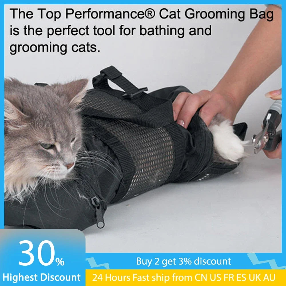 Mesh Cat Grooming Bathing Bag Oxford Cloth - MyPetDollar.com