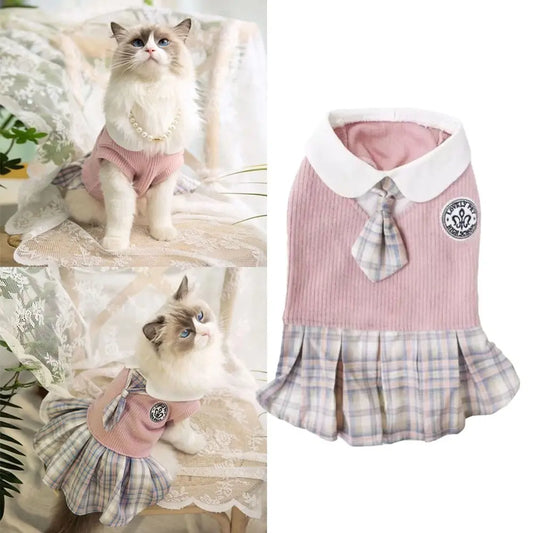 British College Style Cat Shirt Skirt - MyPetDollar.com
