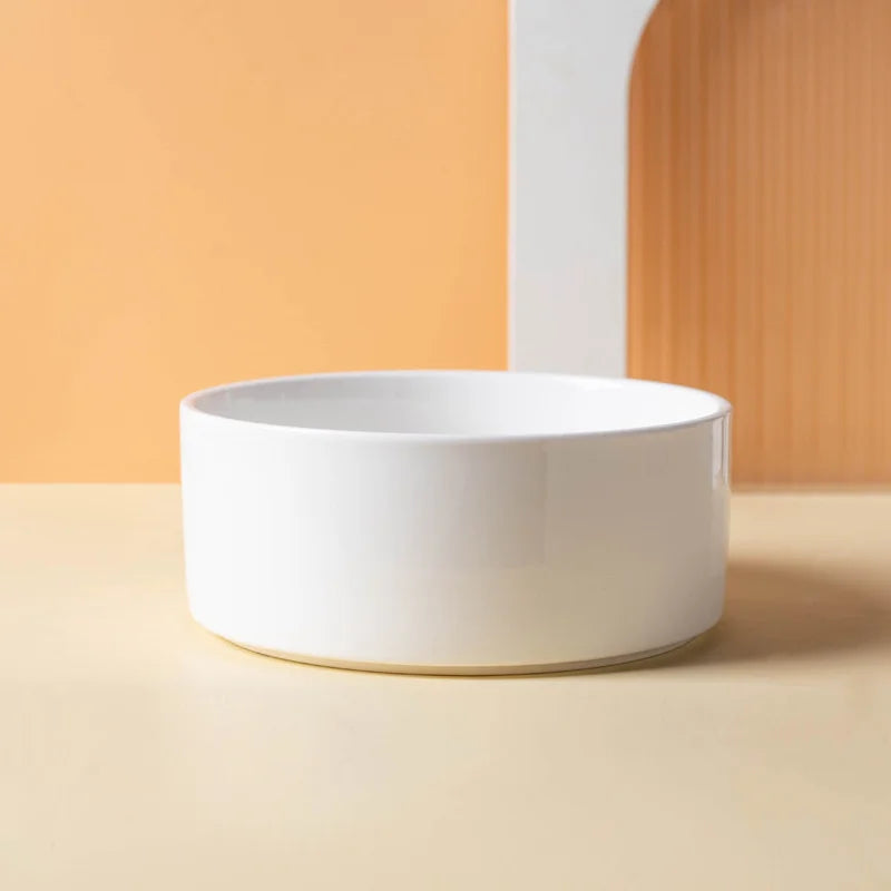 Ceramics Dog Bowl with Wood Mat Wide Mouth - MyPetDollar.com