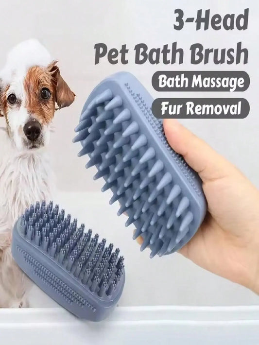 1Pc 3-Head Silicone Bath Massage Brush with - MyPetDollar.com