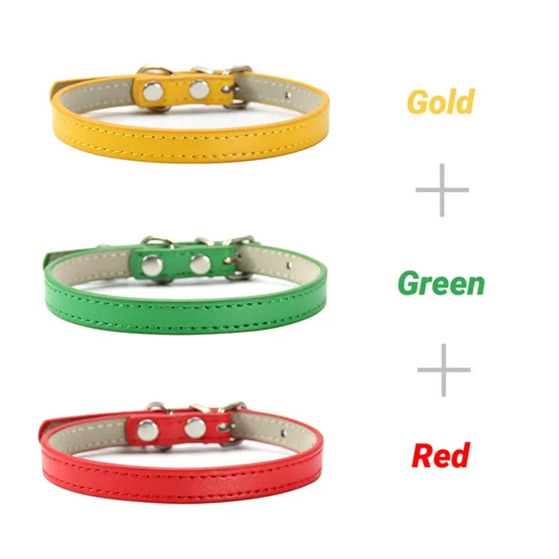 3 Pcs/Lot Soft PU Leather Cat Collar Solid - MyPetDollar.com