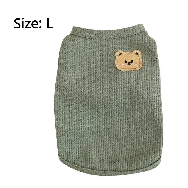 Green Bear Vest Dog Clothes Cat Solid T Shirt, Breathable – view 2