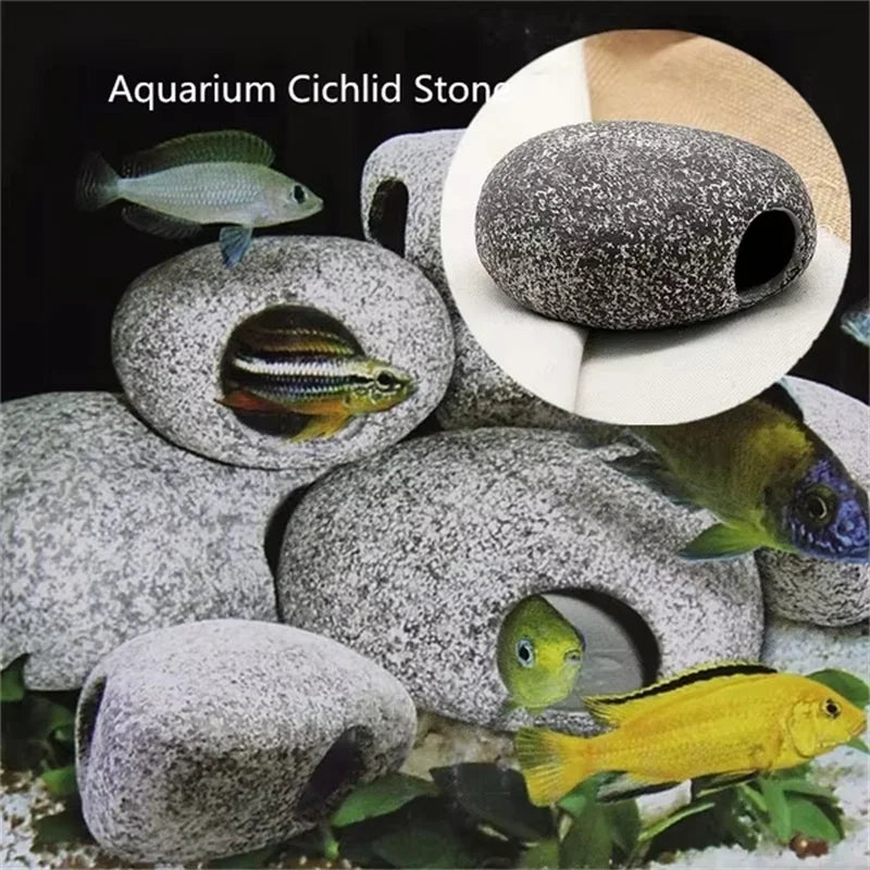 1/2Pcs Aquarium Cichlid Stone Ceramics Rock - MyPetDollar.com