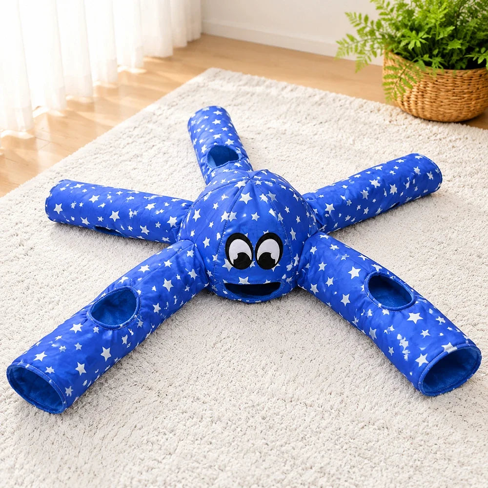 Interactive Octopus Shaped Ferret Bed Tunnel, Soft Cozy Small Animal