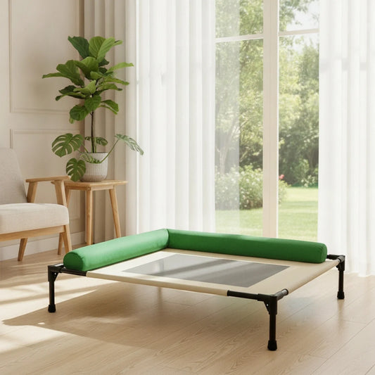 Raised Dog Bed with Bolsters Padded Raised - MyPetDollar.com