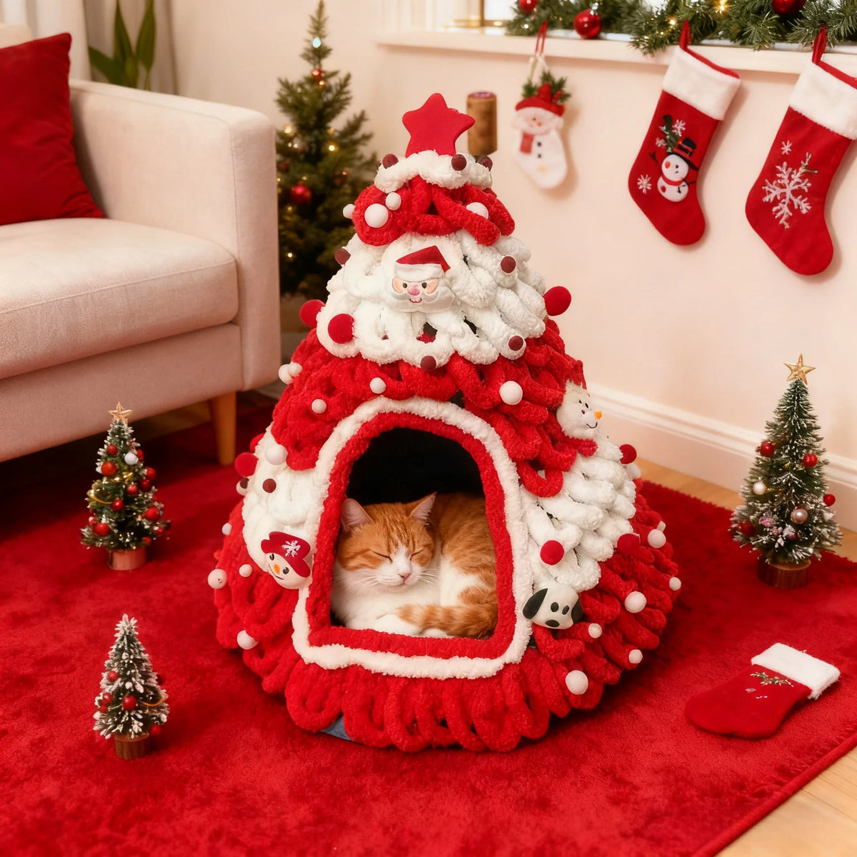 Finished Product Christmas Tree Cat Nest Cat - MyPetDollar.com