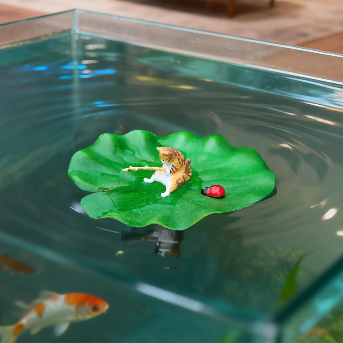 Mini Floating Cat Fishing Lotus Leaf - MyPetDollar.com