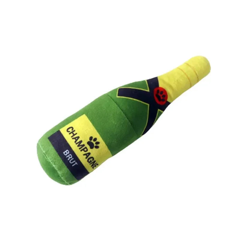 Funny Plush Dog Toys Beer Bottle Shaped Small Large Squeak, Interactive