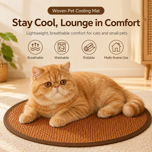 Dog Cooling Mat for Small Dogs Round Woven - MyPetDollar.com