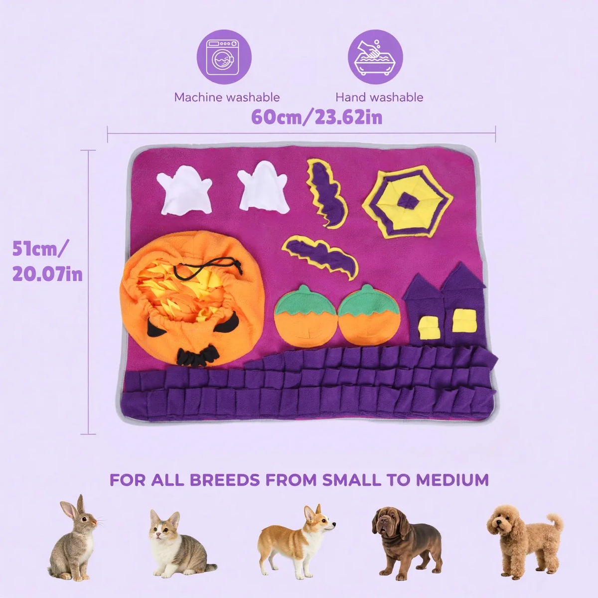 Halloween Themed Dog Snuffle Mat Ghost Pumpkin Bat Design Nose – Dog Supplies