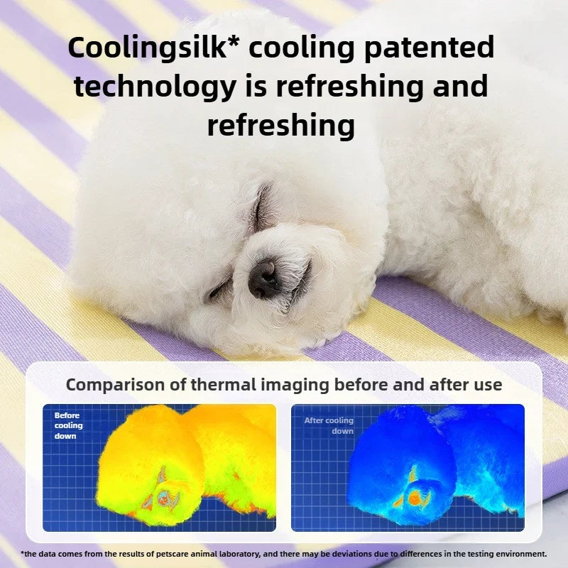 Summer Dog Cartoon Striped Ice Silk Cooling - MyPetDollar.com