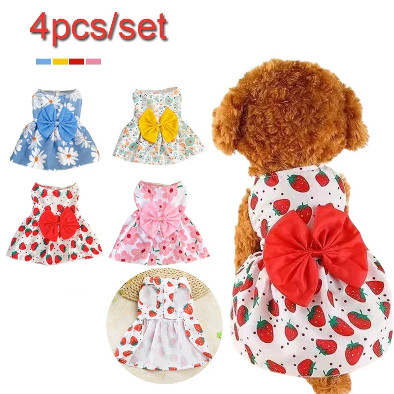 4pcs Dog Princess Dress Summer Kitten Pet - MyPetDollar.com