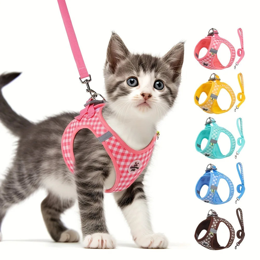 Checkered Pet Harness Cat Leash Small Dog - MyPetDollar.com