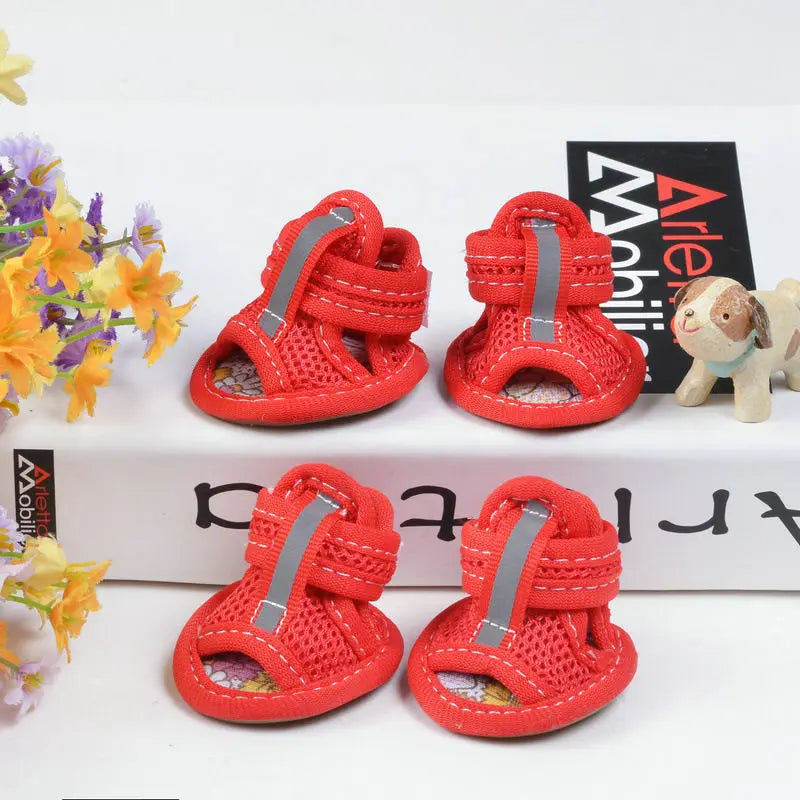 4pcs Summer Mesh Pet Sandals Shoes for Small - MyPetDollar.com