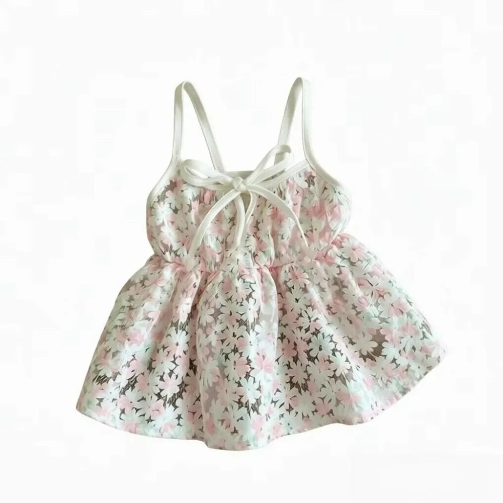 Breathable Cute Floral Print Pet Princess Dress