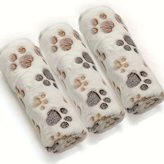 3pcs Soft Flannel Pet Blankets Cute Paws - MyPetDollar.com