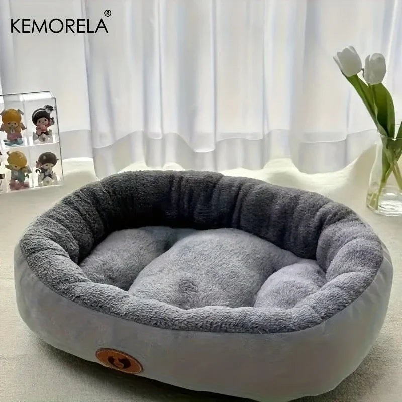 Plush Oval Pet Bed Thickened Ma‑Washable - MyPetDollar.com