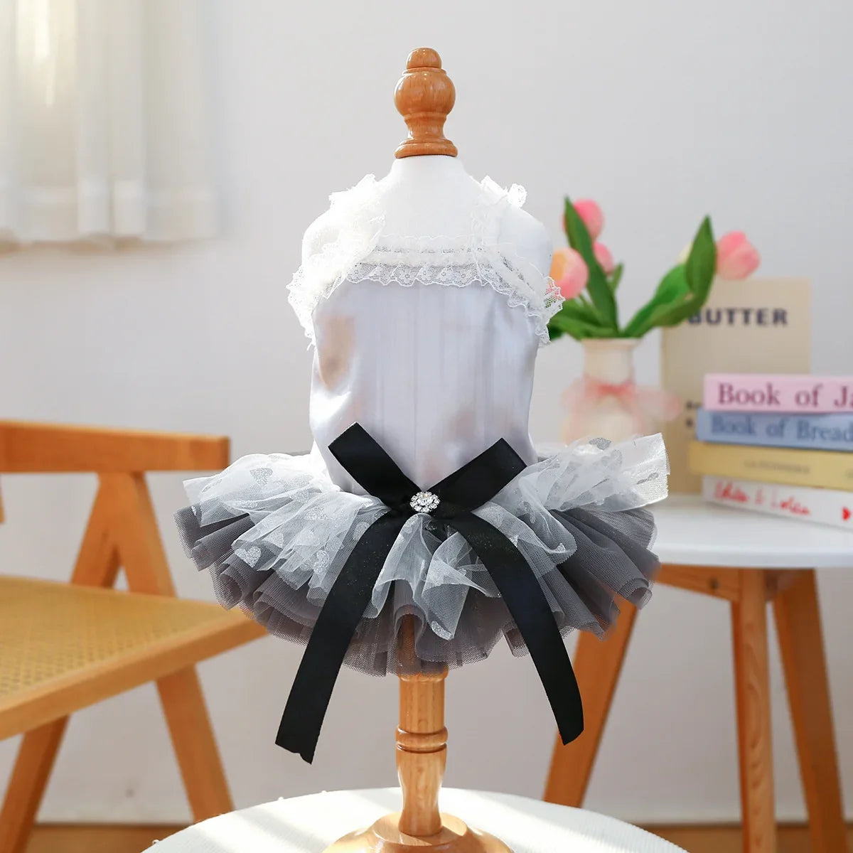 Elegant Black Lace Sling Pet Dog Dress Heart - MyPetDollar.com