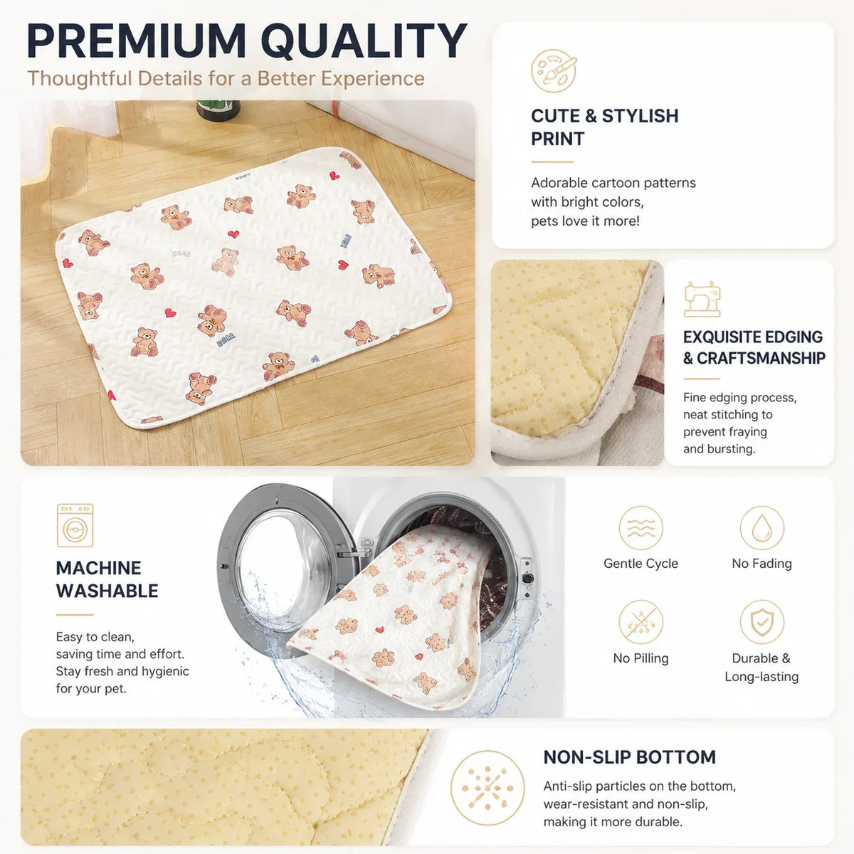 Soft Cotton Pet Mat Washable Dog Cat Bed Pad - MyPetDollar.com