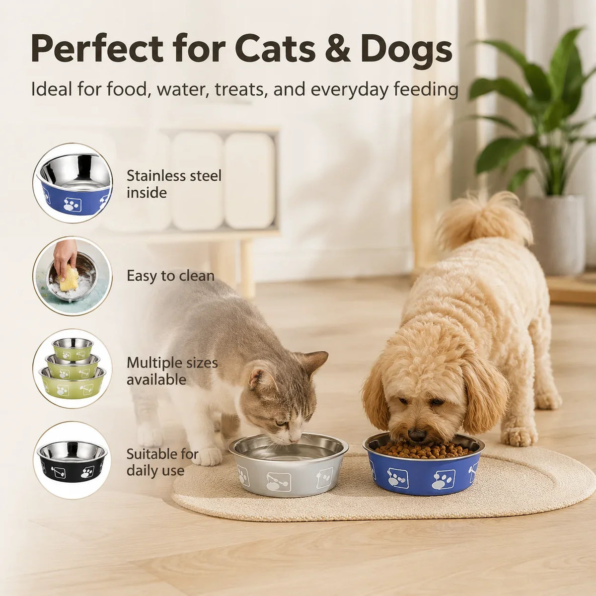 Stainless Steel Pet Bowl Thickened Anti Slip - MyPetDollar.com