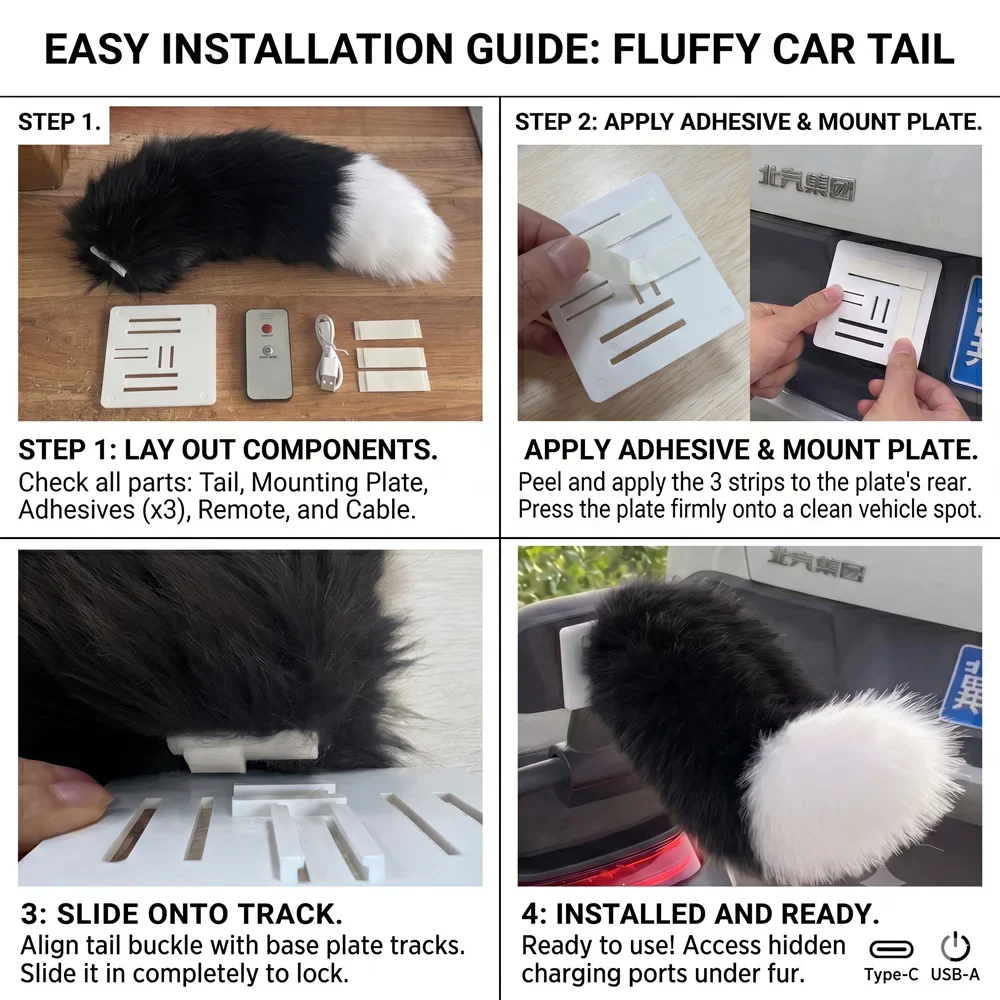 Fluffy Motorcycle Tail Decoration Vehicle - MyPetDollar.com