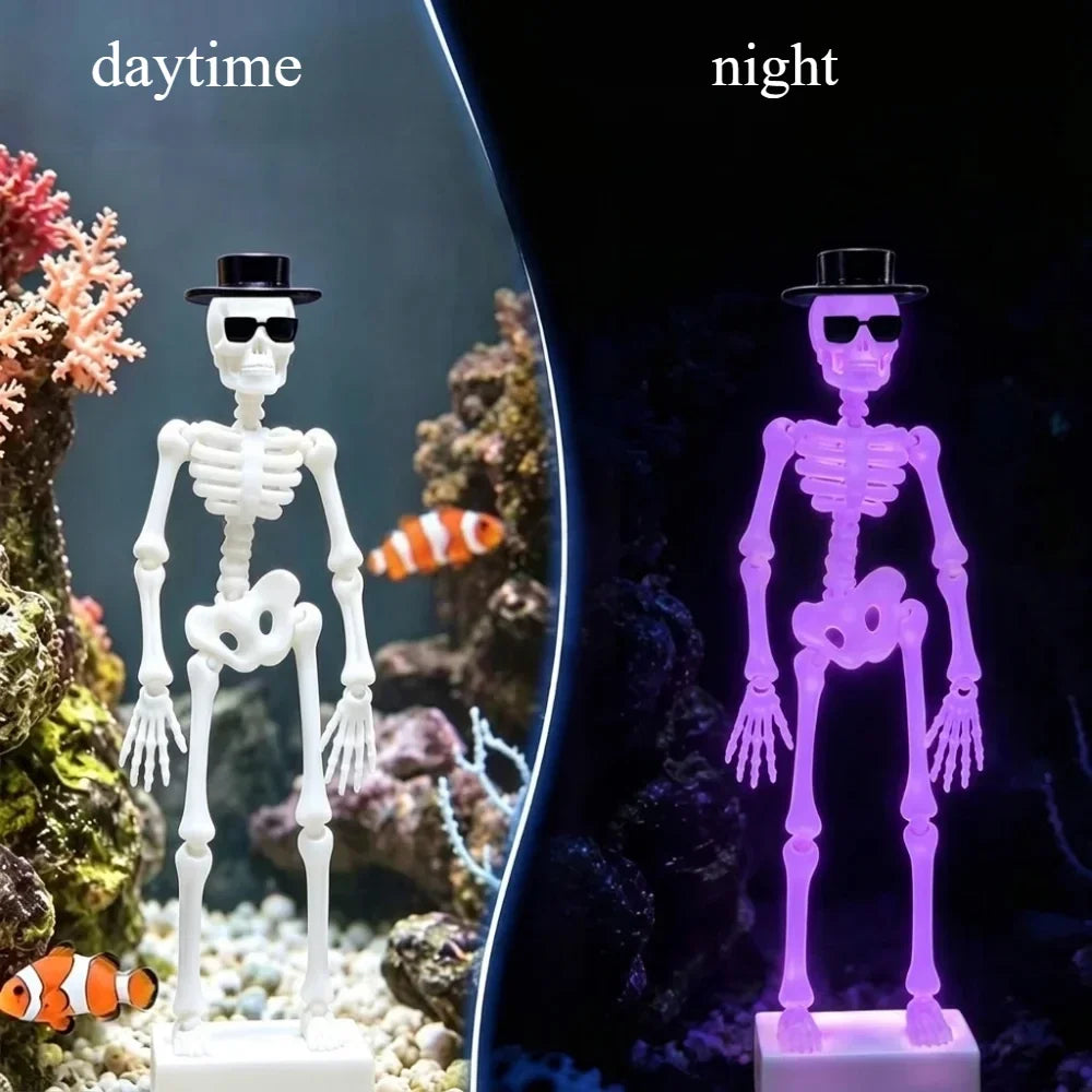 3D Printed Dancing Skeleton Aquarium Bubbler Plastic Wear Hat – 8 Colors