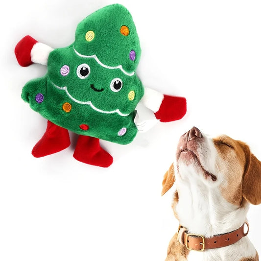 1pc Festive Christmas Tree Plush Dog Toy, - MyPetDollar.com