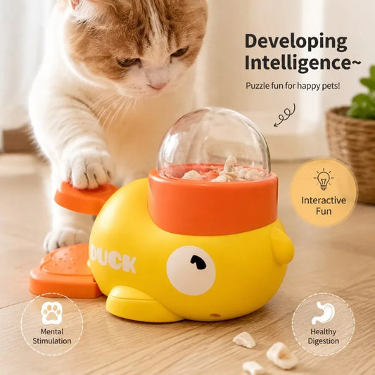 Yellow Duck Pet Snack Dispenser, Interactive - MyPetDollar.com