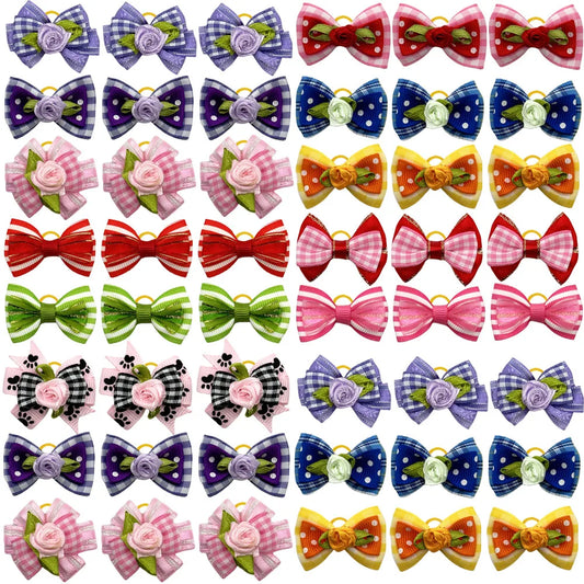 New 50/100pcs Spring Dog Grooming Bows Pet - MyPetDollar.com