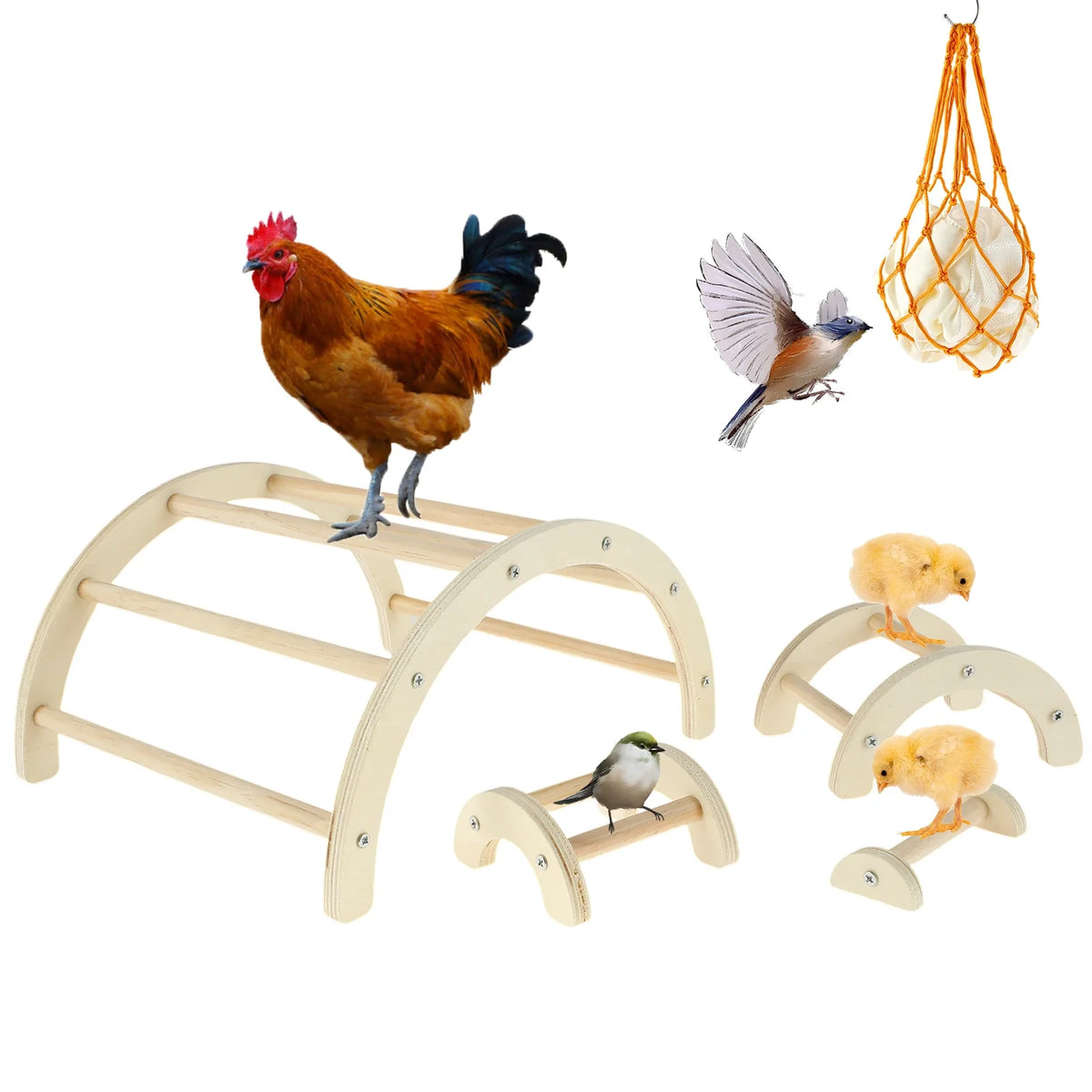 Chicken Perch Toys with Net Pouch for Birds