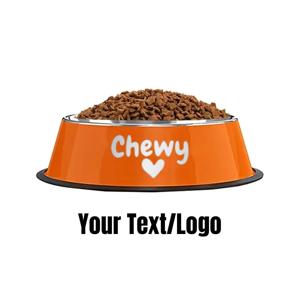 Non-Slip Custom Name Dog & Cat Stainless Steel Pet Bowl – 4 Colors