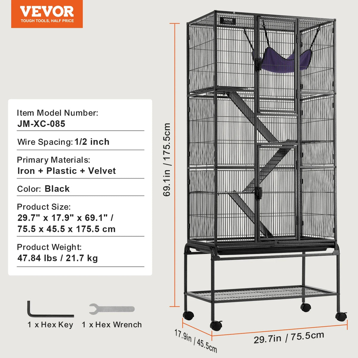 SucceBuy 64.6" Rolling Metal Ferret Cage - MyPetDollar.com