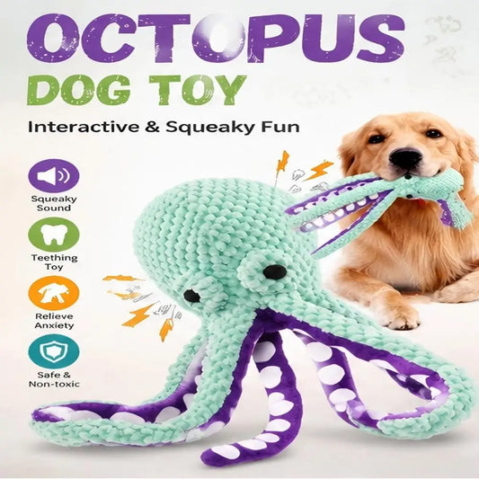 Plush Octopus Pet Toy Squeaky Vocal - MyPetDollar.com