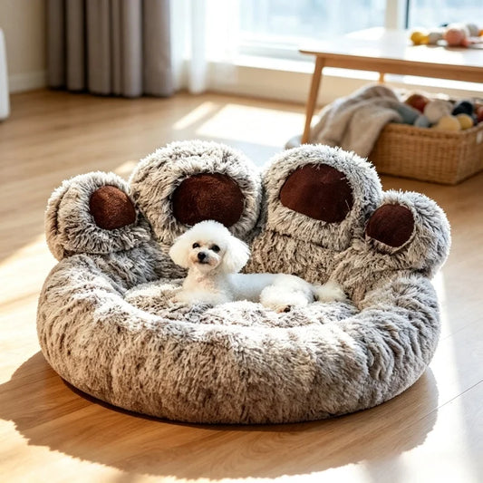 Cute Bear‑Paw Pet Sofa Bed Soft Fluffy Cozy - MyPetDollar.com