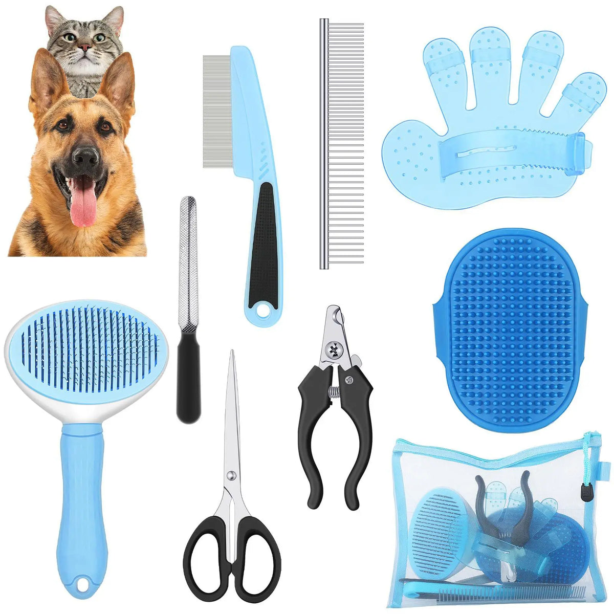 8Pcs Combo Set Cat Brush Beauty Kit with Pet - MyPetDollar.com