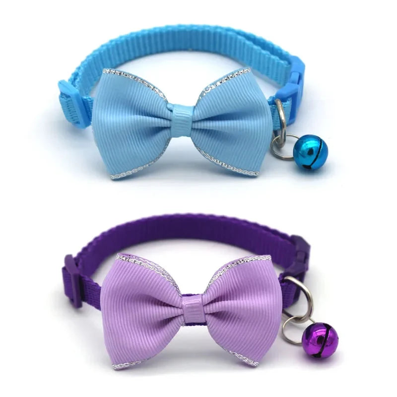 Cat Collar Solid Color Bowknot Puppy - MyPetDollar.com