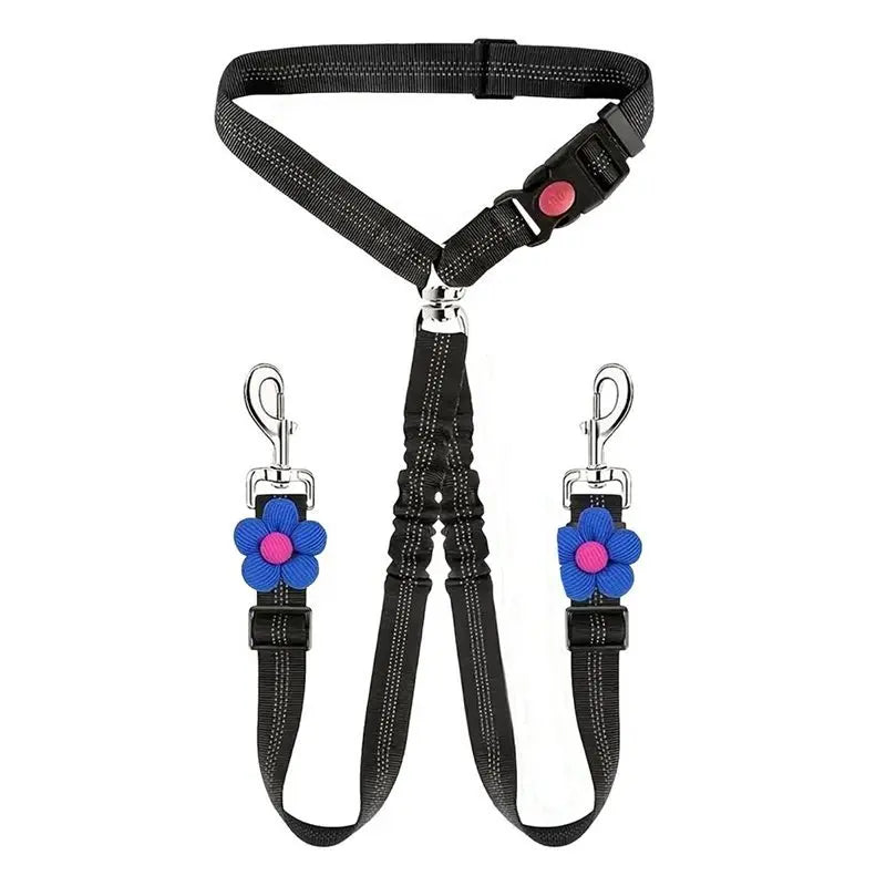 Double Head Dog Safety Harness Adjustable Split Connection Car – 6 Colors