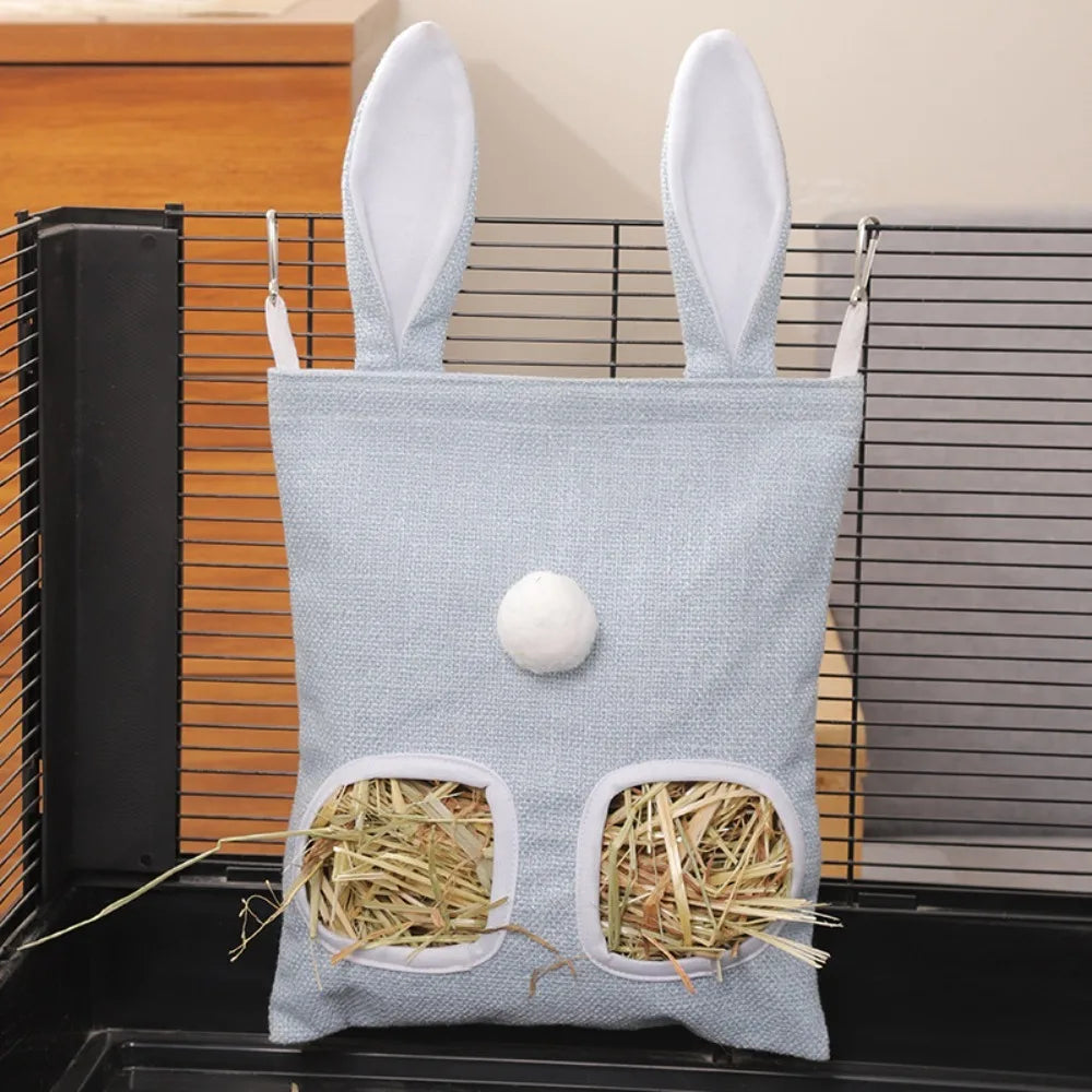 2 3 Holes Hanging Hay Bag Canvas Large Capacity Small Animal – 8 Colors