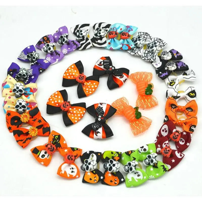 Puppy Yorkie Dog Hair Bow Halloween Ribbon