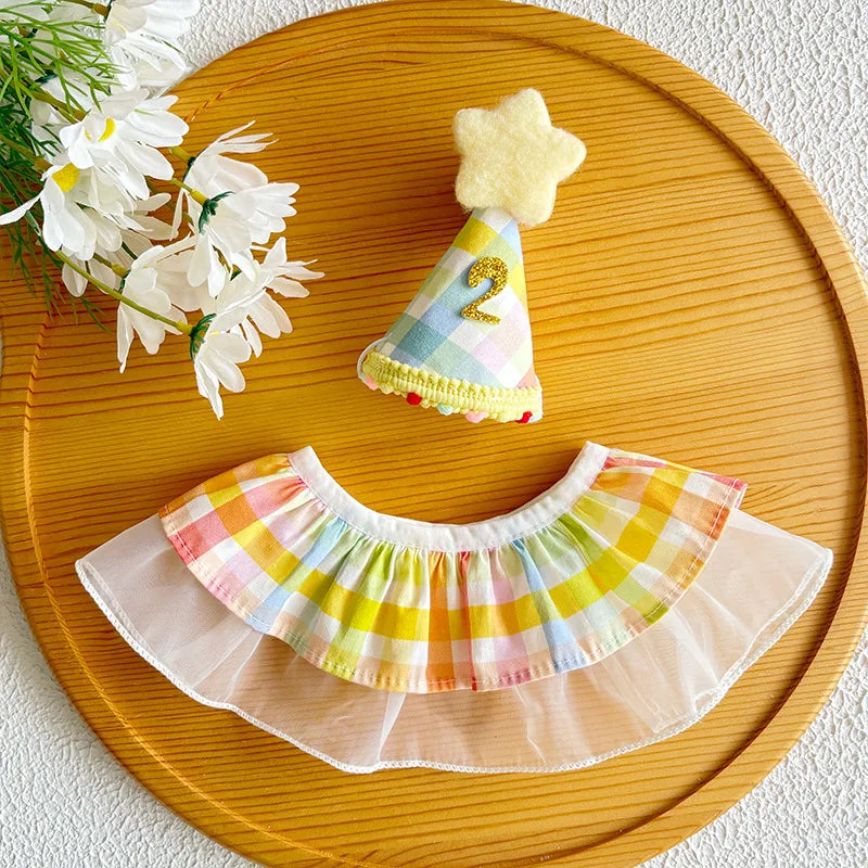 Dog Birthday Hat Bandana New Rainbow Style - MyPetDollar.com