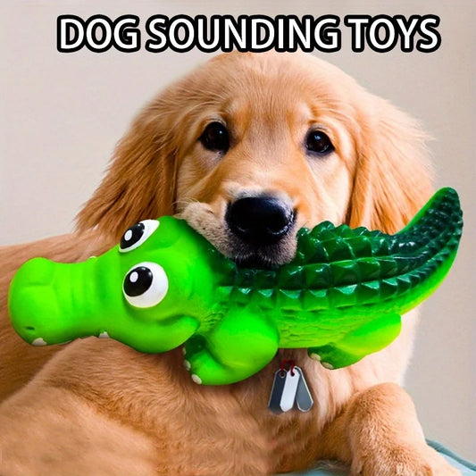 Squeaky Rubber Crocodile Dog Toy – Durable - MyPetDollar.com
