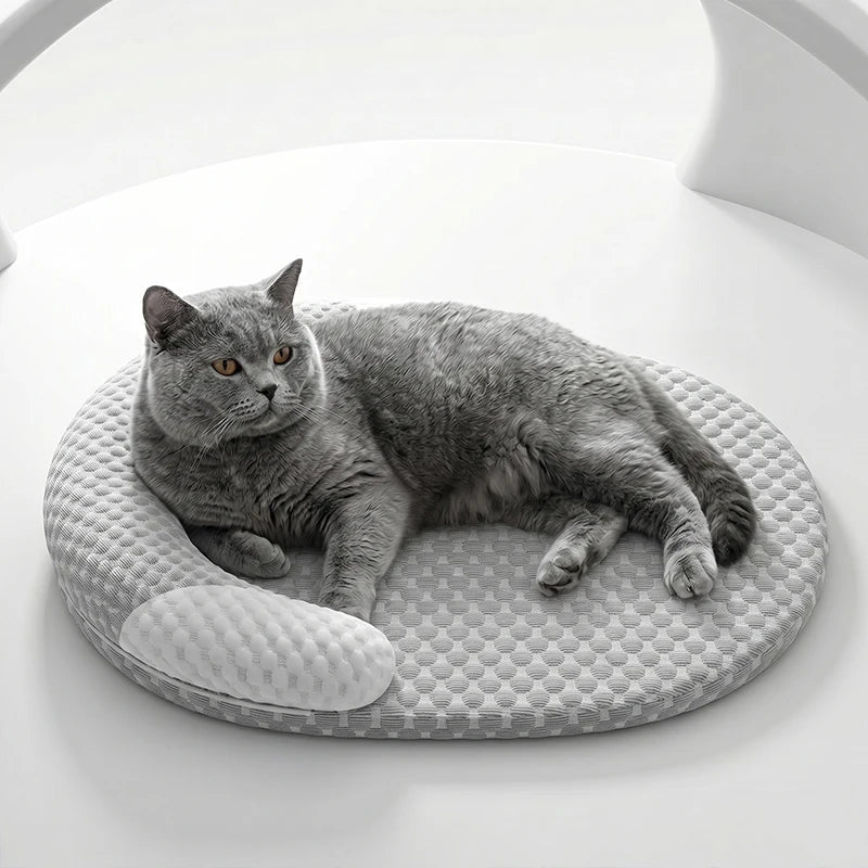 Cooling Dog Bed Summer Ice Silk Cat Pad Oval Pet Nest