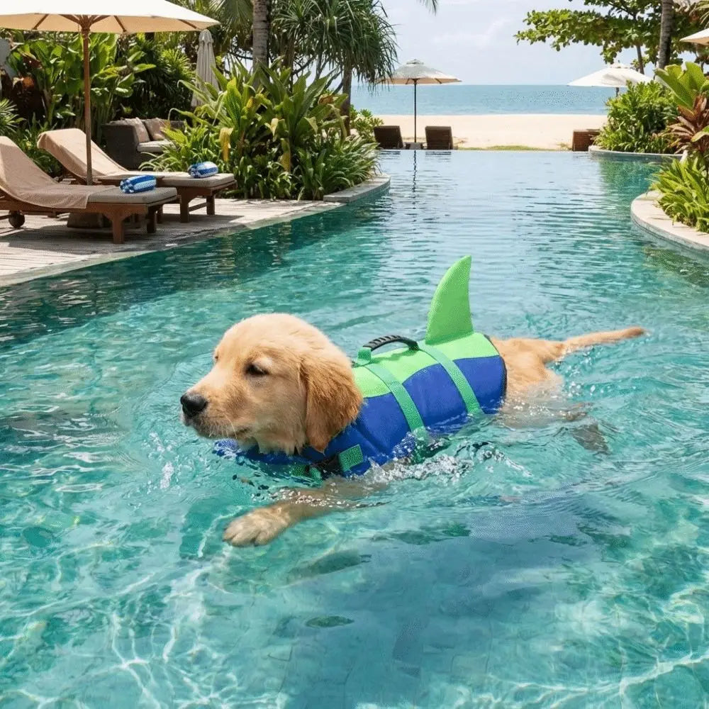 Shark Shape Dog Life Vest Superior Buoyancy - MyPetDollar.com