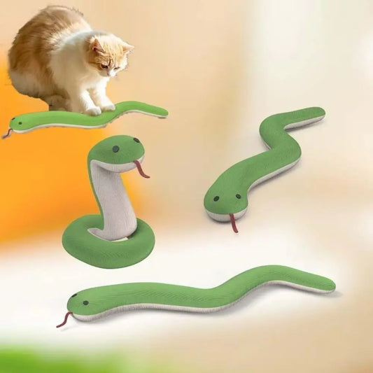 Interactive Cat Toy Green Soft Touch Snake Shape
