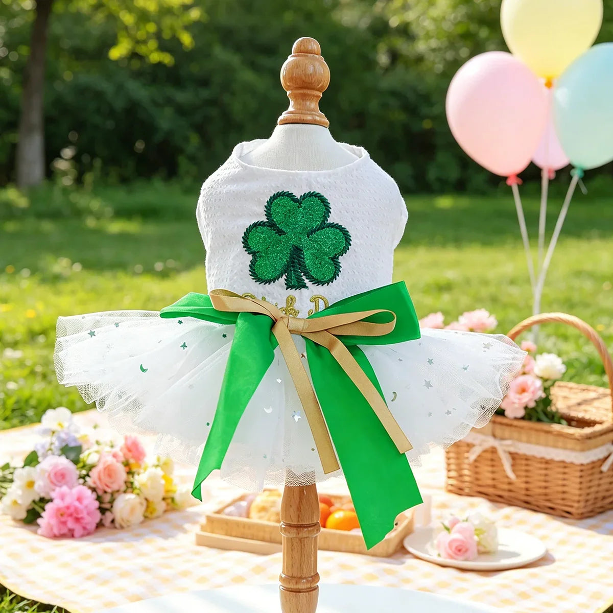 Clover Tutu Pet Dress, St. Patrick's Puppy - MyPetDollar.com