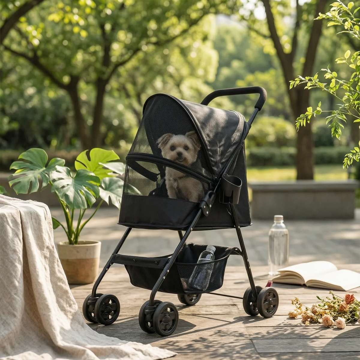 Pet Stroller with Cup Holder Foldable Pet - MyPetDollar.com